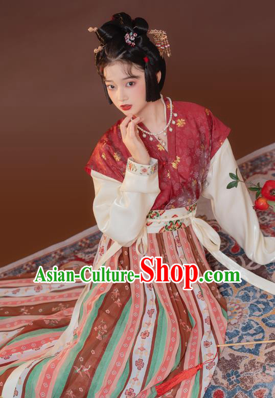 China Traditional Tang Dynasty Royal Princess Hanfu Dress Ancient Palace Beauty Historical Clothing