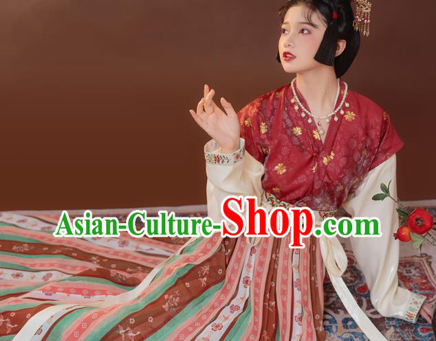 China Traditional Tang Dynasty Royal Princess Hanfu Dress Ancient Palace Beauty Historical Clothing