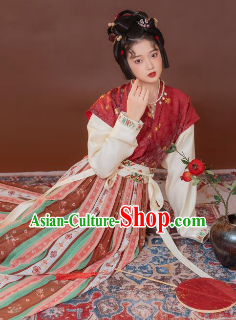 China Traditional Tang Dynasty Royal Princess Hanfu Dress Ancient Palace Beauty Historical Clothing
