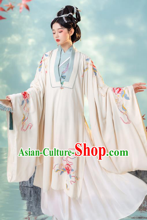 China Ancient Court Beauty Embroidered Hanfu Clothing Traditional Ming Dynasty Historical Costumes