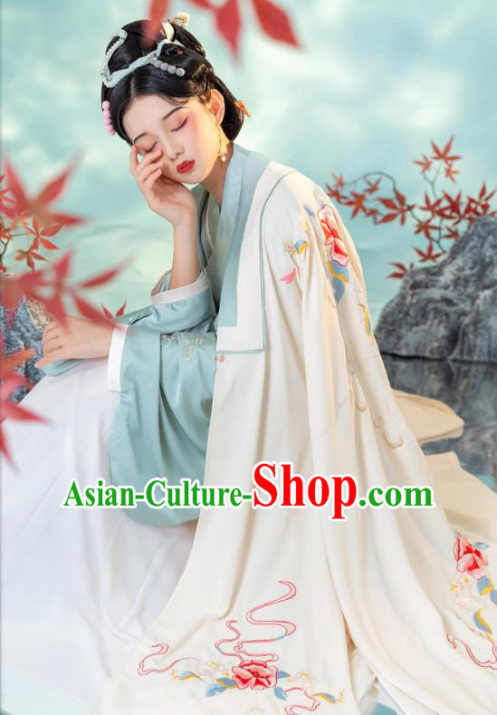 China Ancient Court Beauty Embroidered Hanfu Clothing Traditional Ming Dynasty Historical Costumes