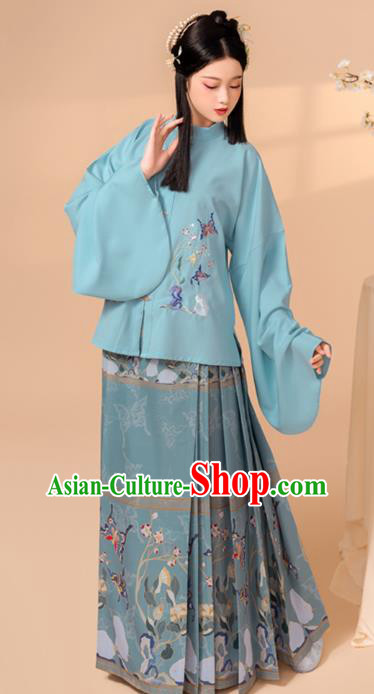 China Ancient Ming Dynasty Young Beauty Historical Hanfu Clothing Complete Set