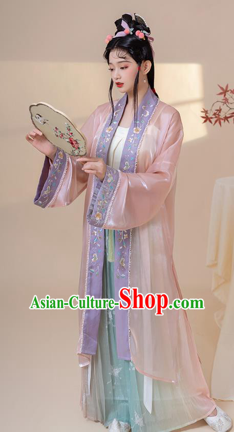 Traditional China Song Dynasty Young Lady Historical Clothing Ancient Noble Woman Hanfu Dresses