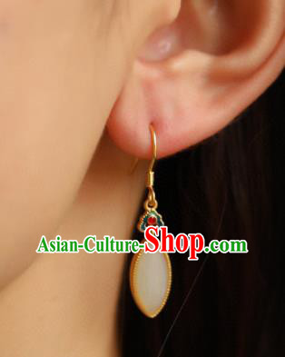 China Traditional Blueing Ear Jewelry Accessories Classical Cheongsam White Jade Earrings