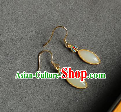 China Traditional Blueing Ear Jewelry Accessories Classical Cheongsam White Jade Earrings