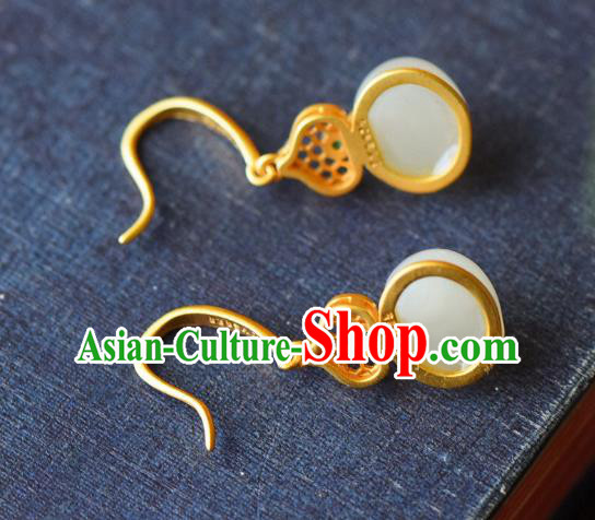 China Traditional Ear Jewelry Accessories Classical Cheongsam Jade Gourd Earrings