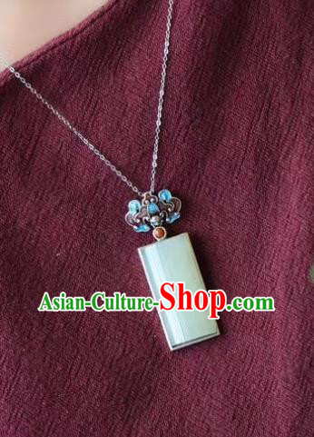 China Handmade Blueing Bat Necklet Pendant Accessories Traditional Cheongsam Jade Necklace Jewelry