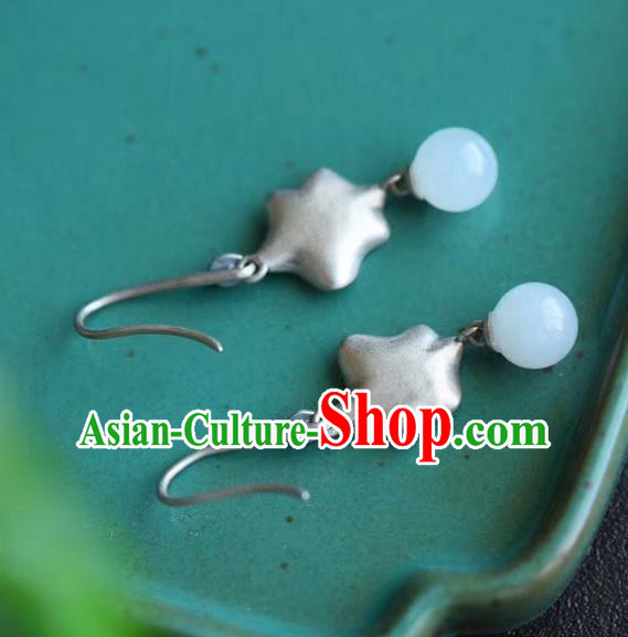China Traditional Silver Lotus Leaf Ear Jewelry Accessories Classical Cheongsam Earrings