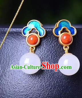 China Traditional Agate Ear Jewelry Accessories Classical Cheongsam Blueing Cloud Earrings