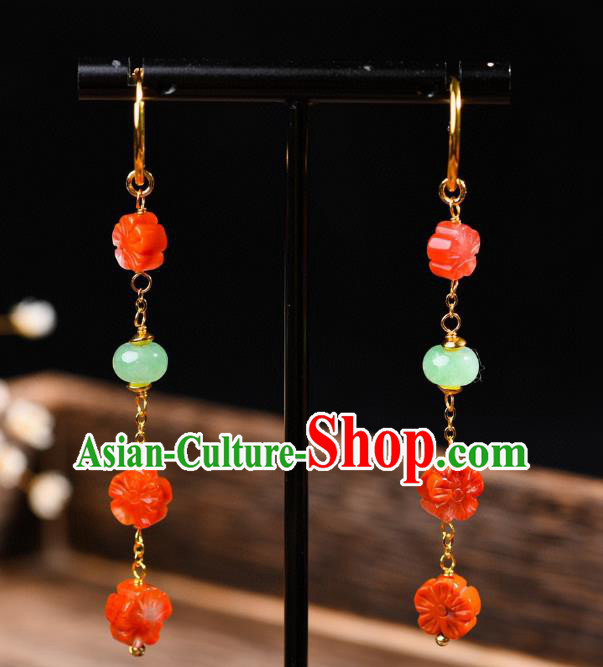 China Traditional Ear Jewelry Accessories Classical Cheongsam Agate Plum Blossom Earrings