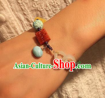 China Handmade Jade Agate Bracelet Accessories Traditional National Gems Bangle Jewelry