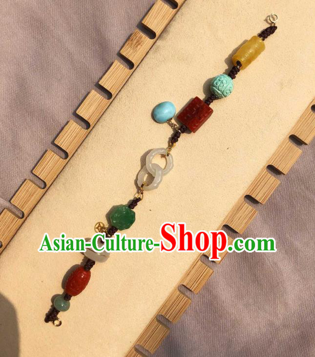 China Handmade Jade Agate Bracelet Accessories Traditional National Gems Bangle Jewelry
