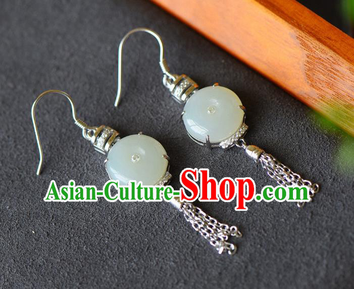 China Traditional Jade Buckle Ear Jewelry Accessories Classical Cheongsam Crystal Earrings