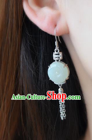 China Traditional Jade Buckle Ear Jewelry Accessories Classical Cheongsam Crystal Earrings