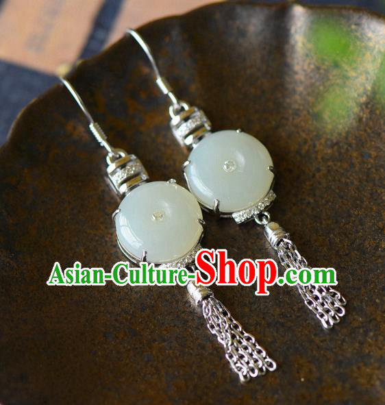 China Traditional Jade Buckle Ear Jewelry Accessories Classical Cheongsam Crystal Earrings