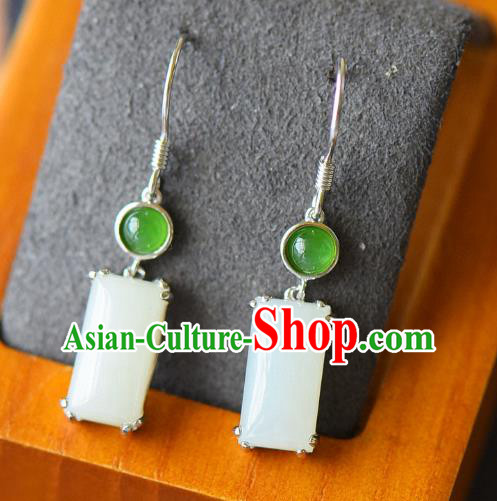 China Classical Cheongsam Earrings Traditional Jade Ear Jewelry Accessories