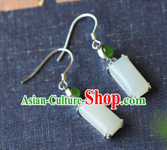 China Classical Cheongsam Earrings Traditional Jade Ear Jewelry Accessories