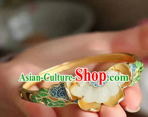 China Handmade Cloisonne Jade Bracelet Accessories Traditional National Golden Bangle Jewelry