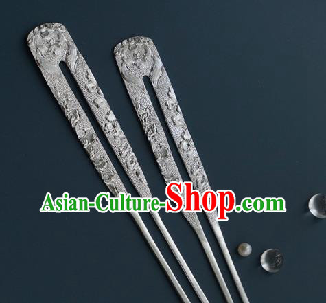 China Handmade Hair Accessories Tang Dynasty Empress Hair Stick Traditional Silver Hairpin