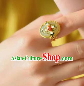 China Ancient Princess Jade Ring Jewelry Traditional Handmade Circlet Accessories