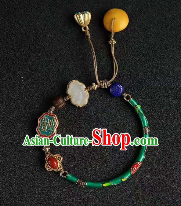 China Handmade Cloisonne Bracelet Traditional Jewelry Accessories National Lotus Seedpod Tassel Bangle