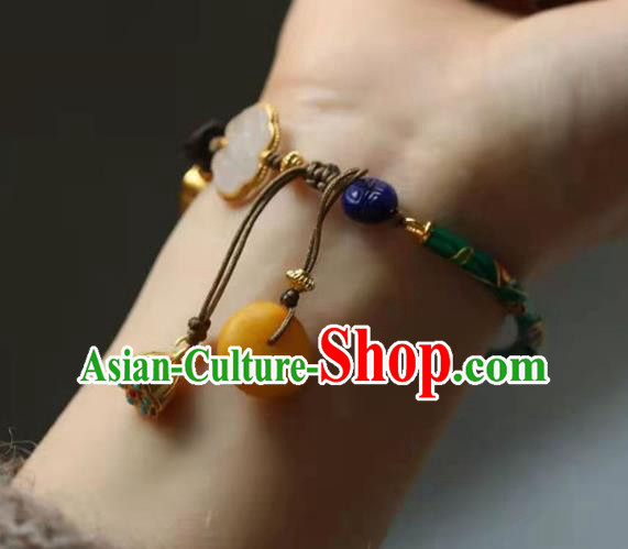 China Handmade Cloisonne Bracelet Traditional Jewelry Accessories National Lotus Seedpod Tassel Bangle