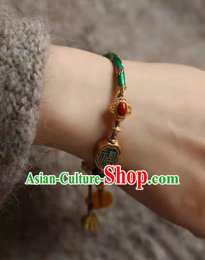 China Handmade Cloisonne Bracelet Traditional Jewelry Accessories National Lotus Seedpod Tassel Bangle