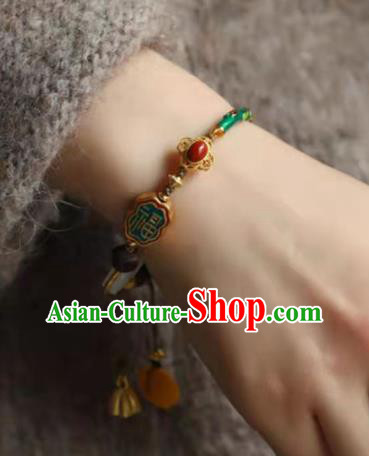 China Handmade Cloisonne Bracelet Traditional Jewelry Accessories National Lotus Seedpod Tassel Bangle