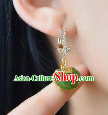 Handmade China Jade Ear National Jewelry Accessories Traditional Cheongsam Crystal Earrings