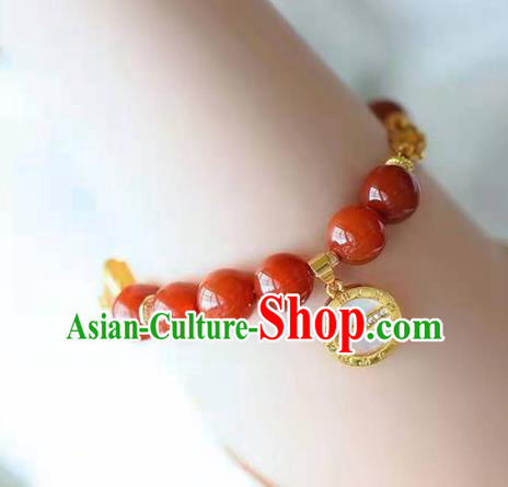 China Handmade Agate Beads Bracelet Traditional Jewelry Accessories National Beeswax Bangle