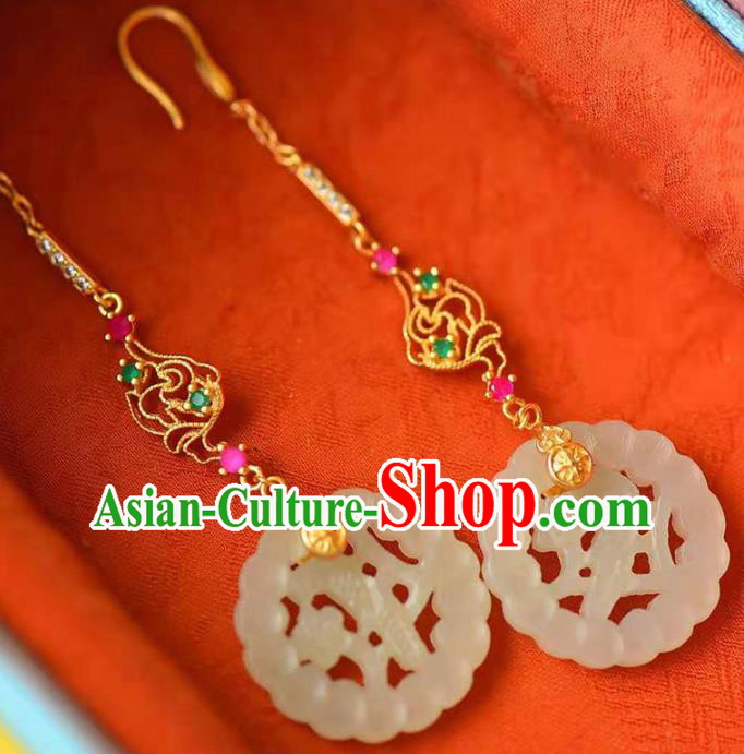 Handmade China Wedding Ear National Jewelry Accessories Traditional Cheongsam Crystal Jade Earrings