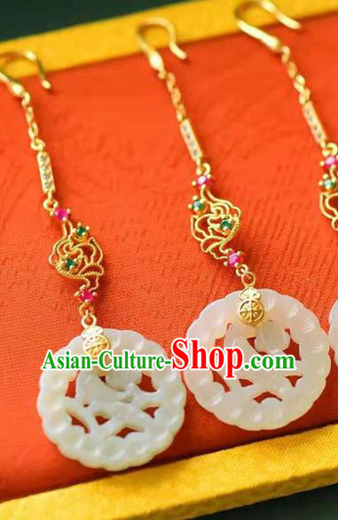 Handmade China Wedding Ear National Jewelry Accessories Traditional Cheongsam Crystal Jade Earrings