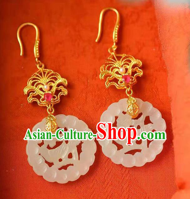 Handmade China Wedding Jade Ear National Jewelry Accessories Traditional Cheongsam Earrings