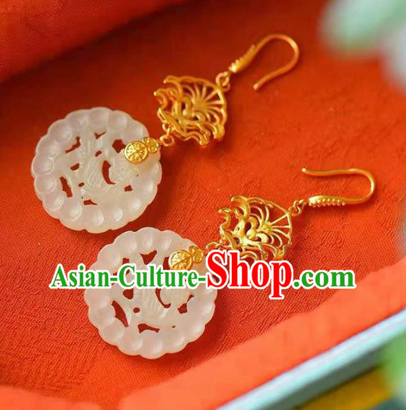 Handmade China Wedding Jade Ear National Jewelry Accessories Traditional Cheongsam Earrings
