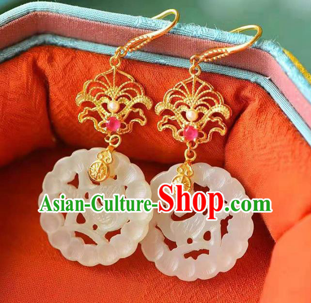 Handmade China Wedding Jade Ear National Jewelry Accessories Traditional Cheongsam Earrings