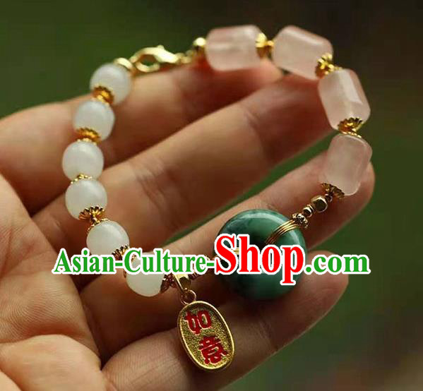 China Handmade Golden Lotus Seedpod Tassel Bracelet Traditional Jewelry Accessories National Jadeite Bangle