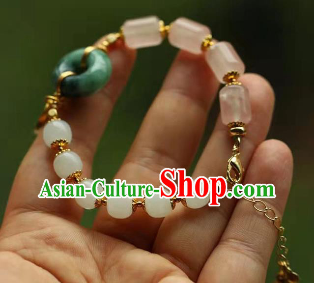 China Handmade Golden Lotus Seedpod Tassel Bracelet Traditional Jewelry Accessories National Jadeite Bangle