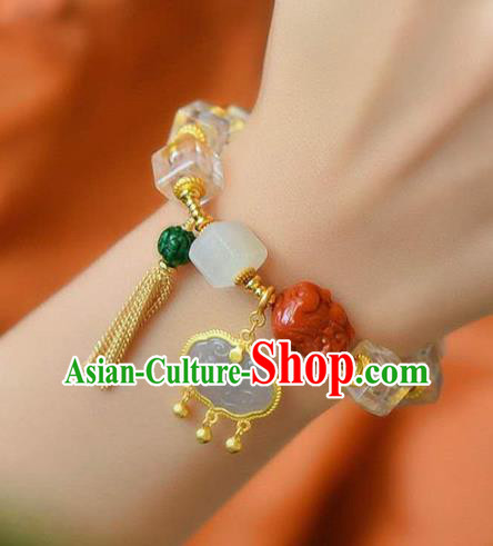 China Handmade Agate Jade Bracelet Traditional Jewelry Accessories National Crystal Bangle