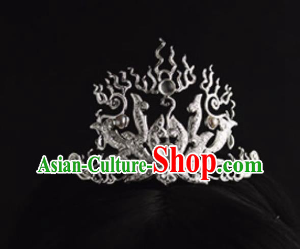 China Traditional Swordsman Hairdo Crown Handmade Hair Accessories Tang Dynasty Argent Hairpin