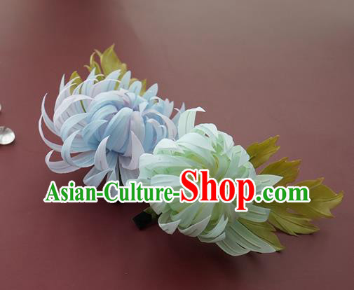 China Traditional Silk Chrysanthemum Hair Stick Handmade Hair Accessories Song Dynasty Hairpin