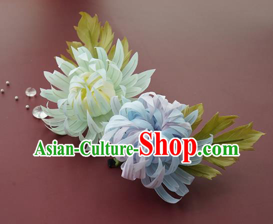 China Traditional Silk Chrysanthemum Hair Stick Handmade Hair Accessories Song Dynasty Hairpin