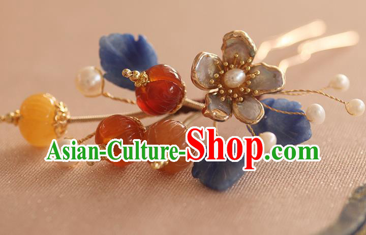 China Song Dynasty Shell Plum Hairpin Handmade Hair Accessories Traditional Ancient Princess Hair Stick