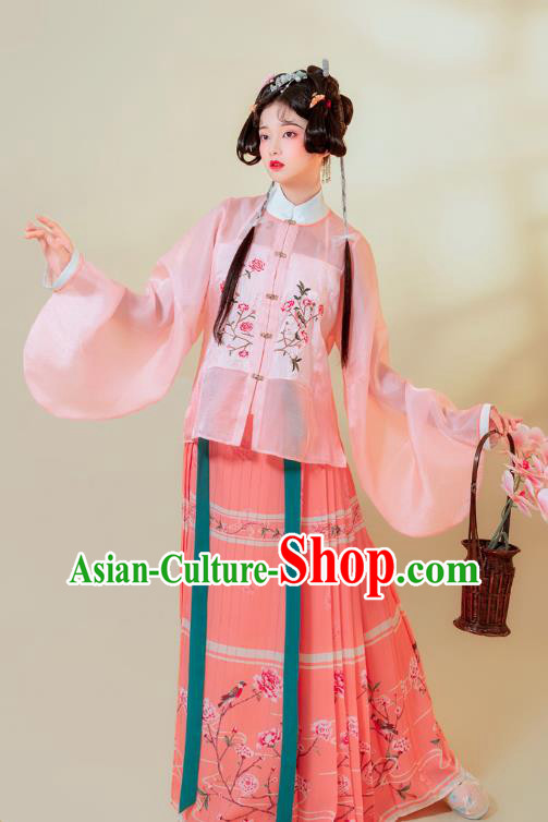 Traditional China Ming Dynasty Young Lady Historical Clothing Ancient Patrician Female Costumes Full Set