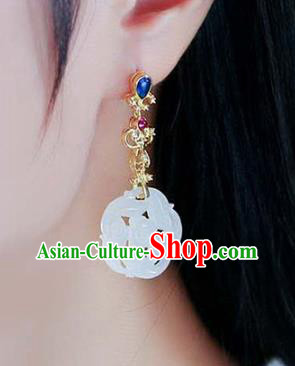 Handmade China National Ear Jewelry Accessories Traditional Cheongsam Jade Plum Earrings