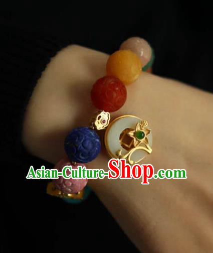 China Handmade Colorful Beads Bracelet Traditional Jewelry Accessories National Gems Bangle