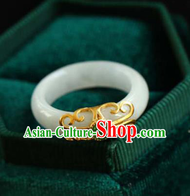 Chinese National Jade Finger Ring Jewelry Traditional Handmade Circlet Accessories