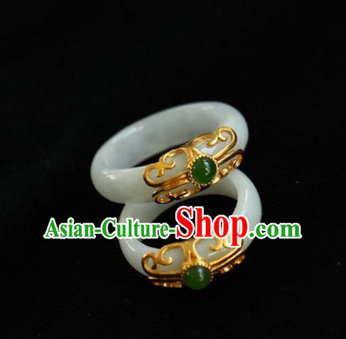 Chinese National Jade Finger Ring Jewelry Traditional Handmade Circlet Accessories