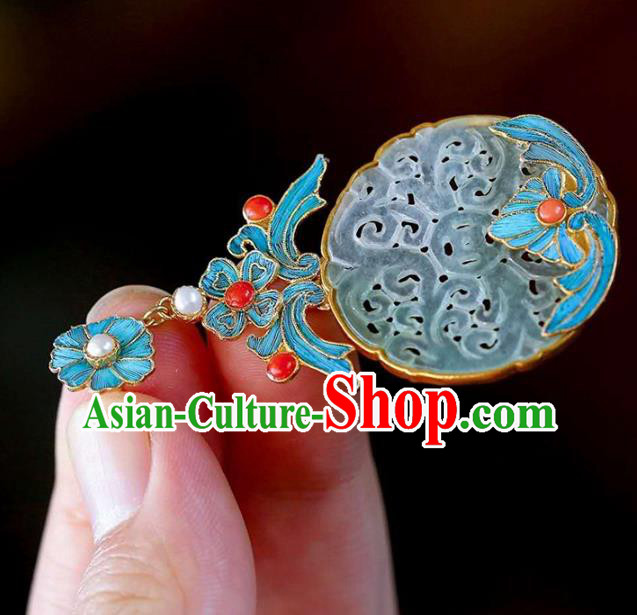 Handmade China Ear Accessories Traditional Cheongsam Cloisonne Earrings Jade Jewelry