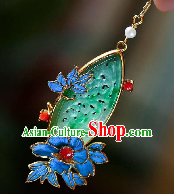 Handmade China Jadeite Earrings Jewelry Accessories Traditional Cheongsam Cloisonne Eardrop