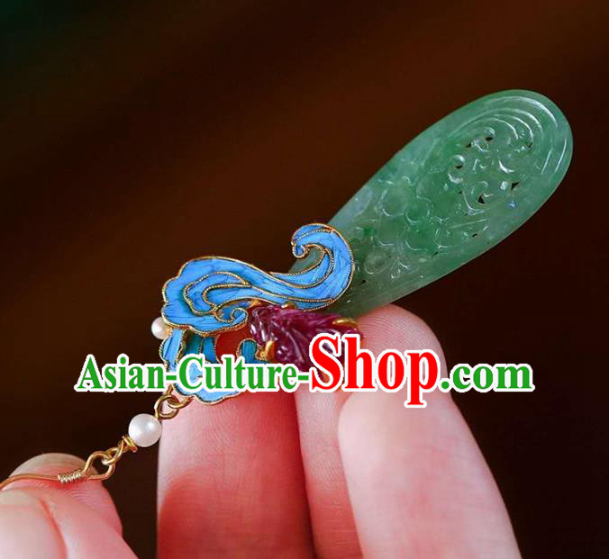 Handmade China Blue Cloud Earrings Jewelry Jade Accessories Traditional Cheongsam Garnet Eardrop